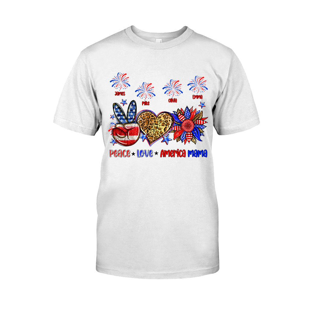 Frieden, Liebe, amerikanische Oma, Mama – personalisiertes Mutter-T-Shirt und Hoodie