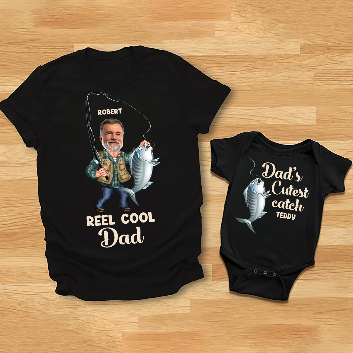 Echt cooler Papa – Personalisiertes Angel-T-Shirt und Babybody