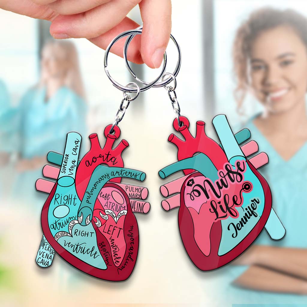 Herz-Anatomie-Motiv für Krankenschwestern – Personalisierter Schlüsselanhänger für Krankenschwestern