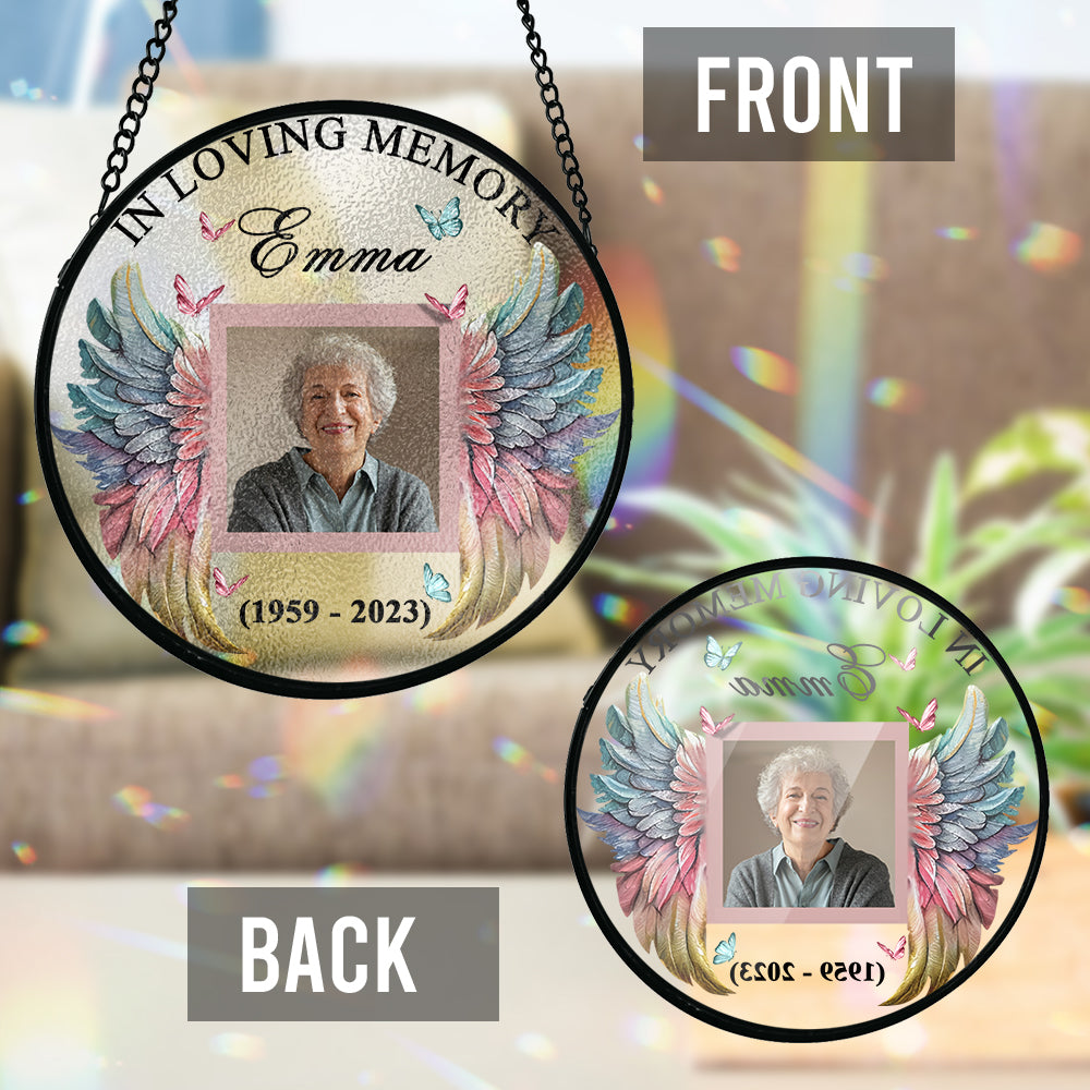 Für immer in meinem Herzen – Personalisierter Gedenk-Sonnenfänger aus Buntglas