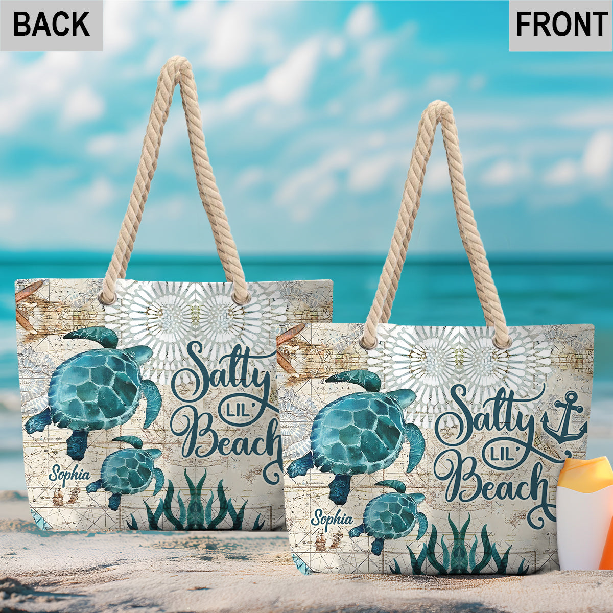 Salty Lil' Beach - Personalized Turtle Beach Bag