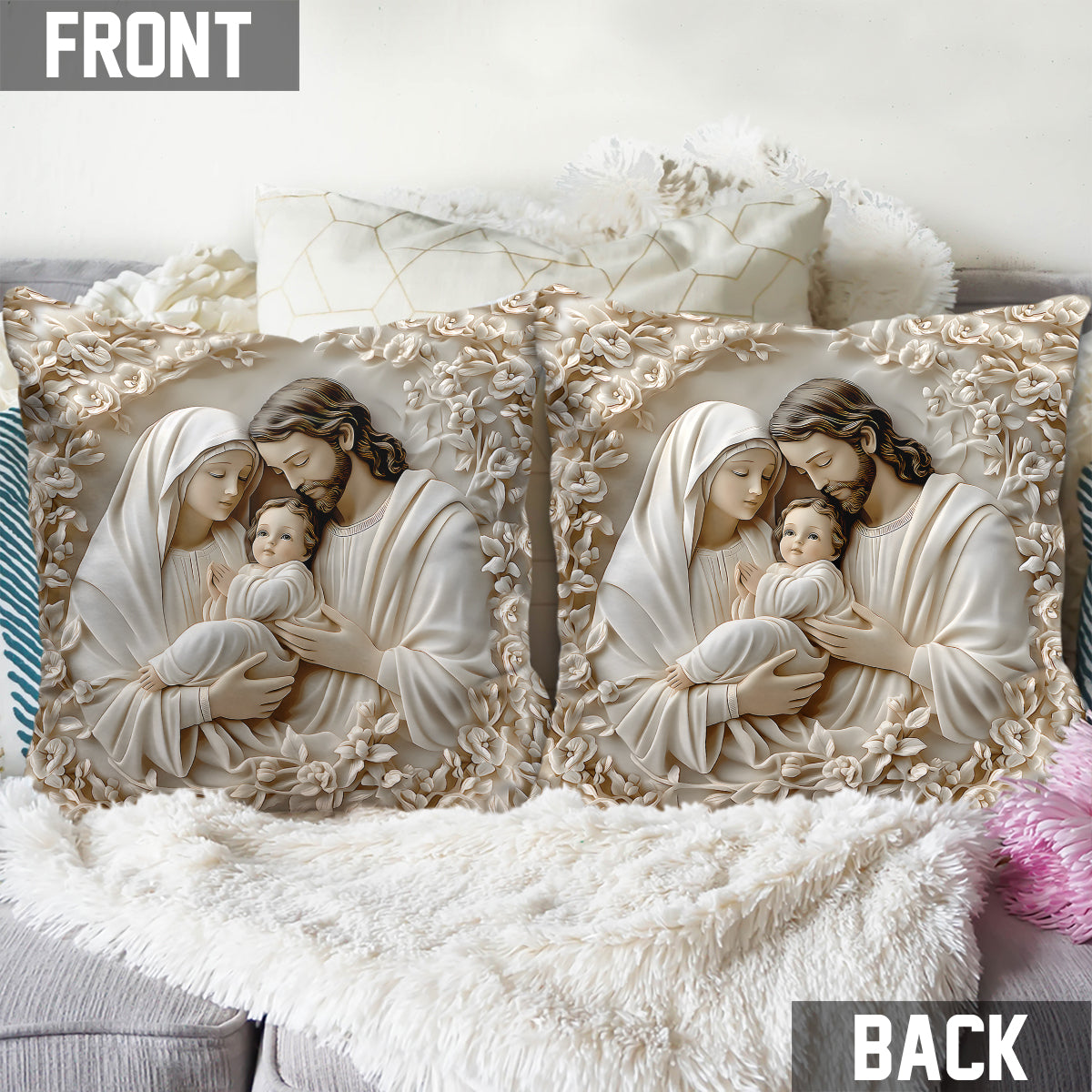 The Holy Family - Christian Throw Pillow