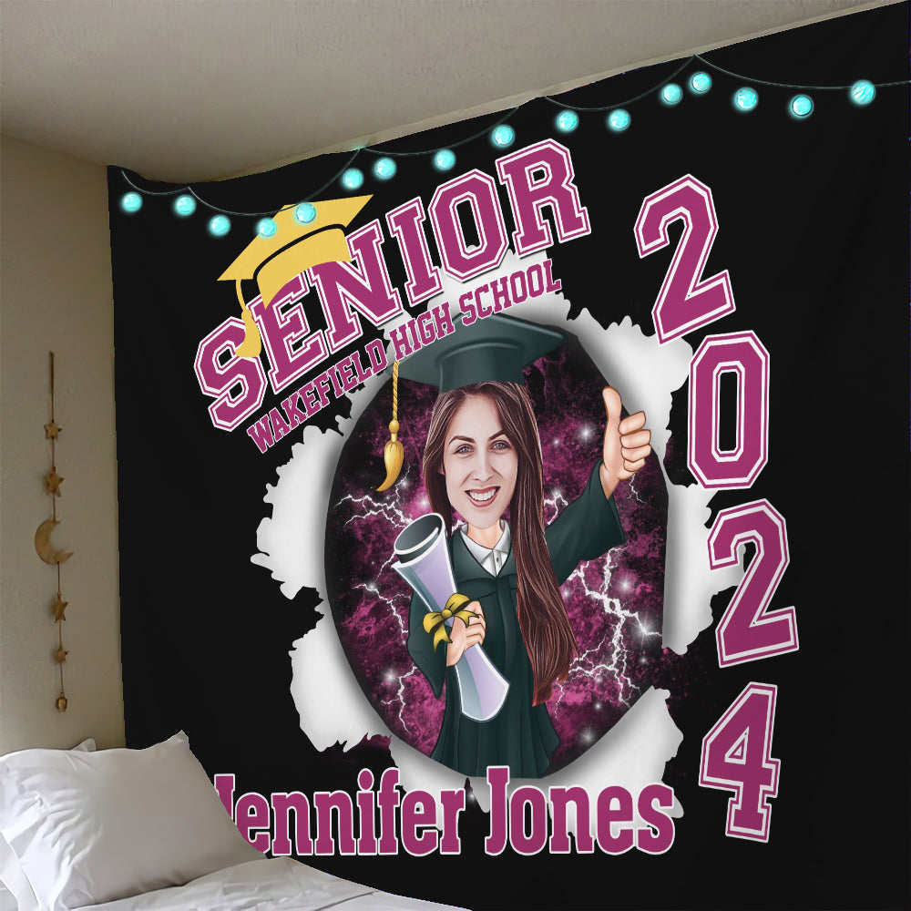 Senior Class Of 2024 Torn Pattern - Personalized Graduation Wall Tapestry