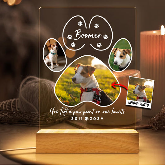 Du hast einen Pfotenabdruck hinterlassen – Personalisierte LED-Nachtleuchte in Hundeform