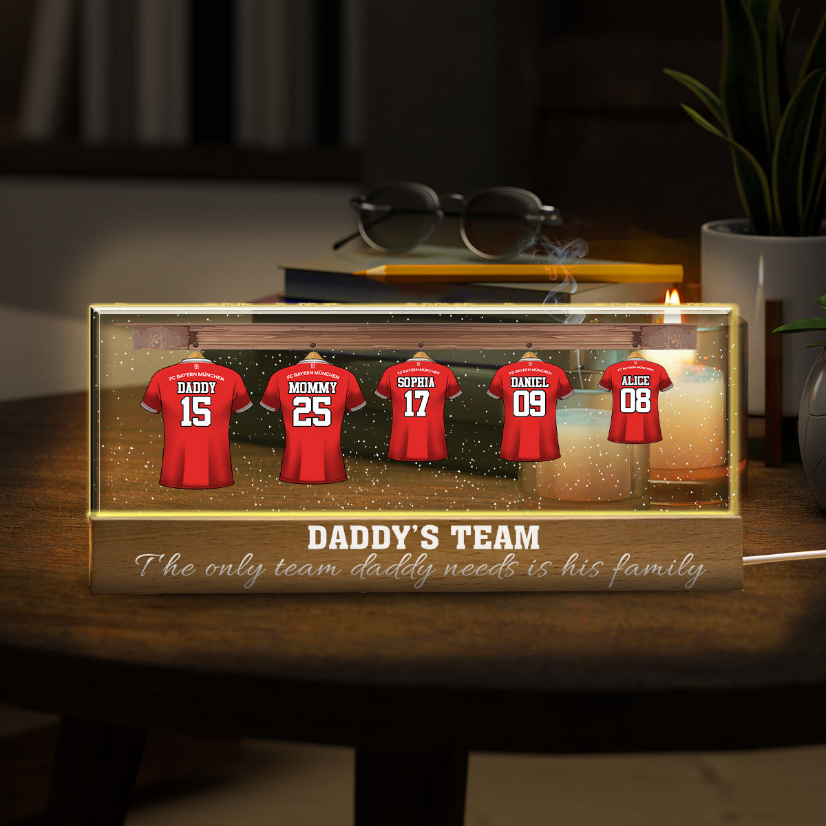 Papas Team – Personalisierte LED-Nachtleuchte mit Fußballmotiv