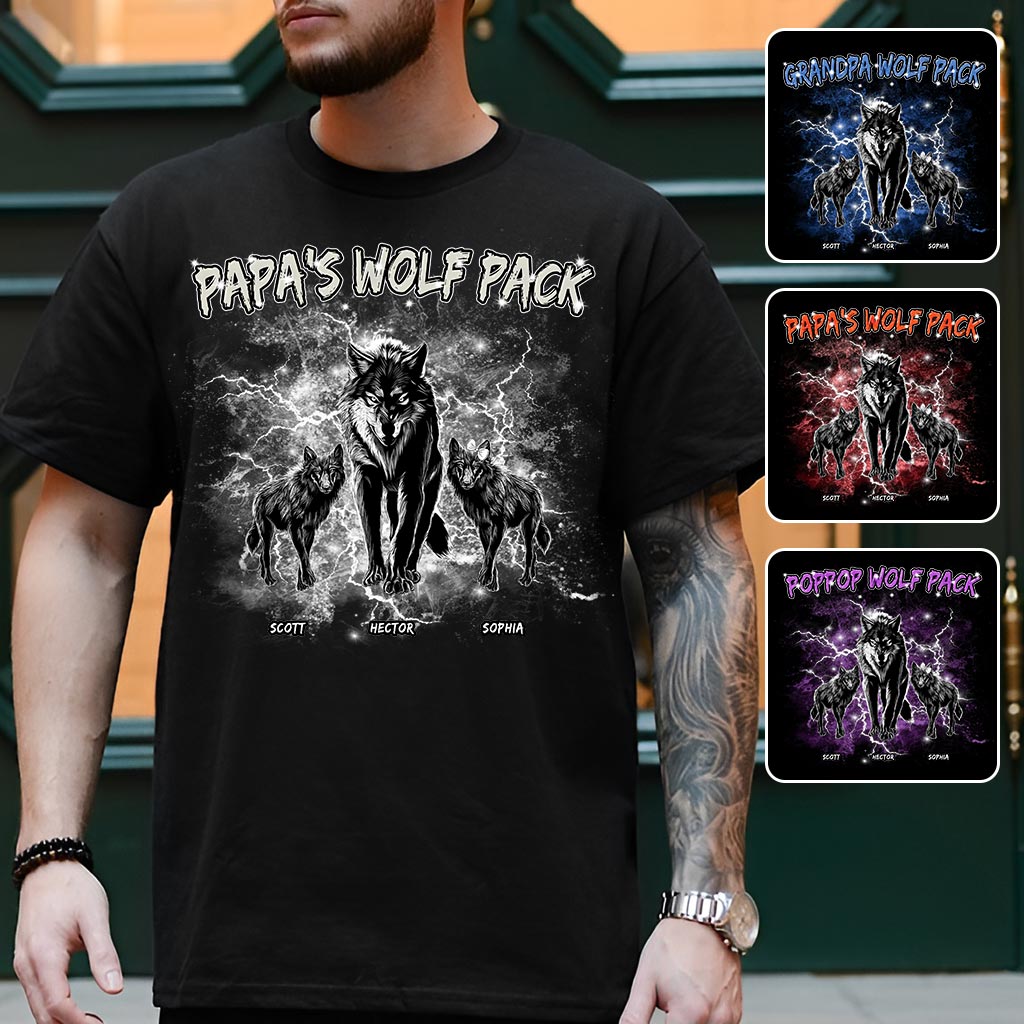 Papa's Wolf Pack Thunder Bootleg – Personalisiertes Vater-T-Shirt und Hoodie