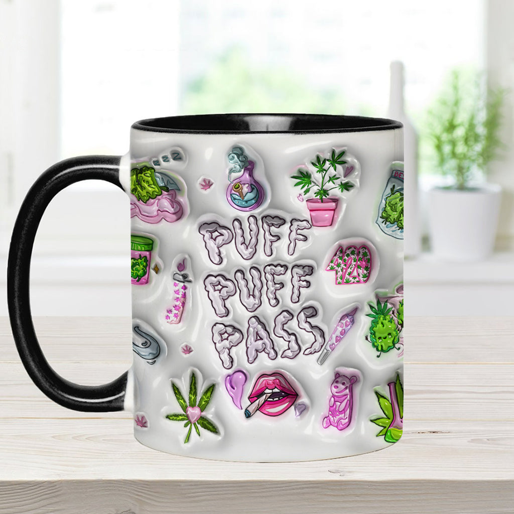 Puff Puff Pass Aufblasbarer 3D-Becher mit personalisiertem Weed-Motiv