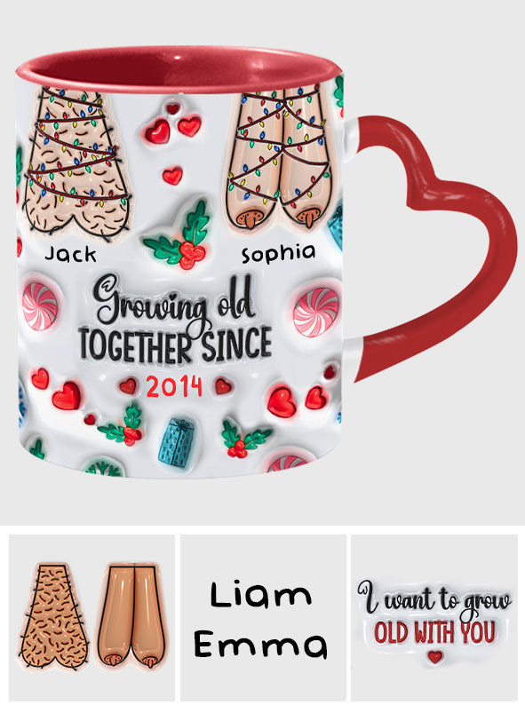 Growing Old Together - Personalized Couple Heart Handle Mug