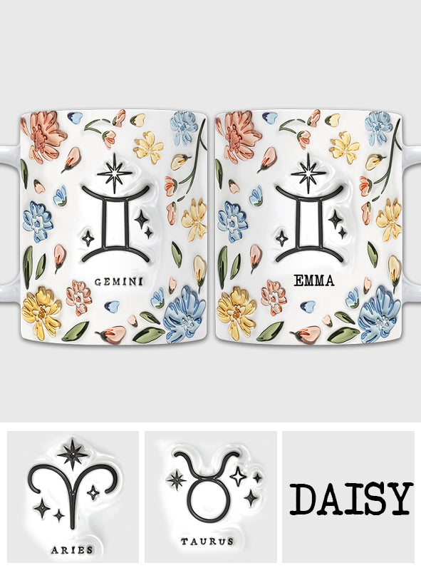 Blumenmuster für Sternzeichen – Personalisierte Horoskop-Tasse