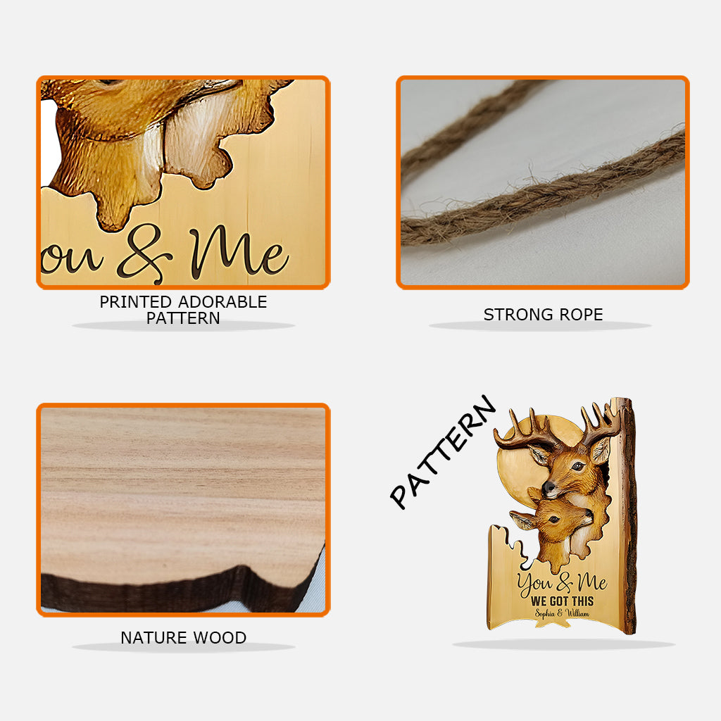 Hirsch und Hirschkuh – Personalisiertes Jagd-Holzschild in individueller Form