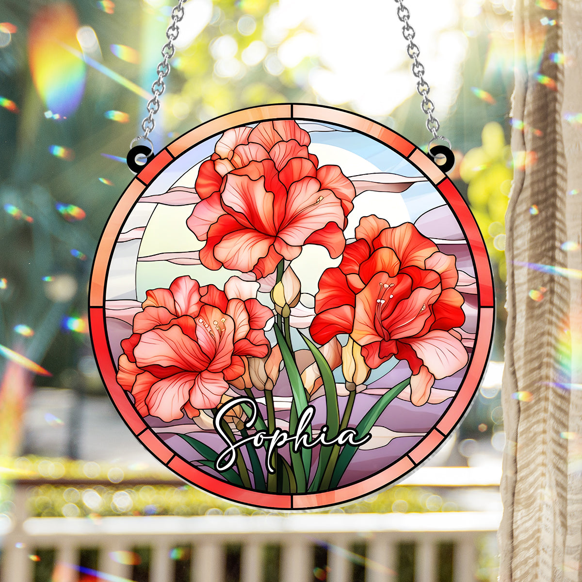 Geburtsmonatsblumen aus Buntglas – Personalisierter Geburtstags-Fensterhänger als Sonnenfänger 