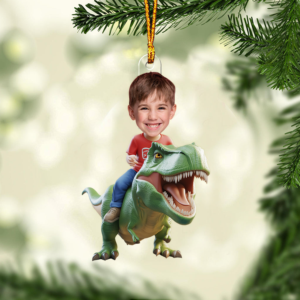Dinosaurier - Personalisierter, individuell geformter Kinder-Weihnachtsbaumschmuck