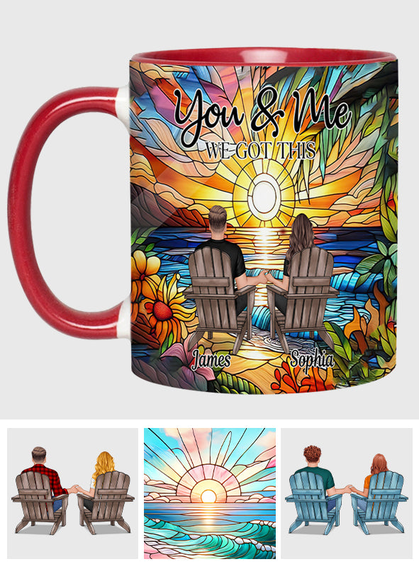 „Du und ich, wir schaffen das“ – personalisierte Tasse für Paare