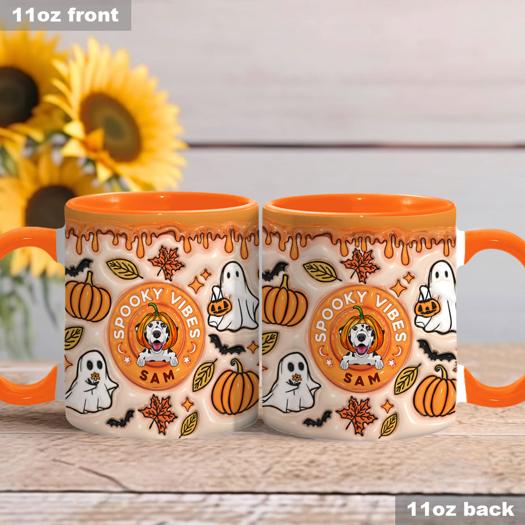 Spooky Vibes Ghost Fall - Personalized Dog Accent Mug