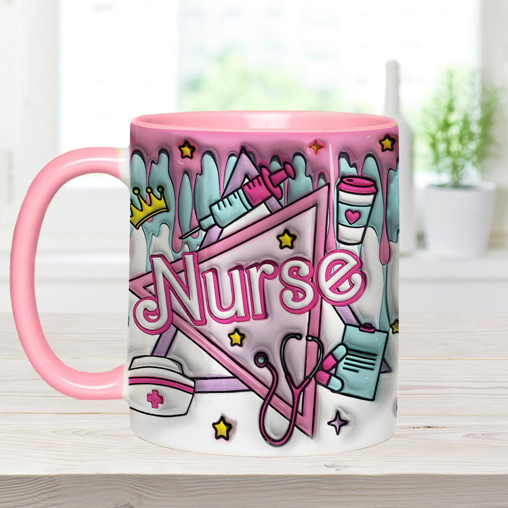 Krankenschwester-Puppe in Rosa - Personalisierte Tasse mit Krankenschwester-Motiv