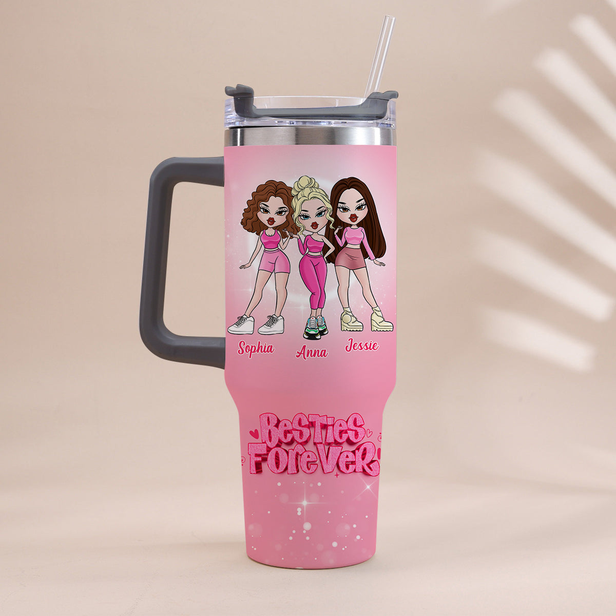 Für immer Freunde – Personalisierter Bestie-Becher mit Henkel