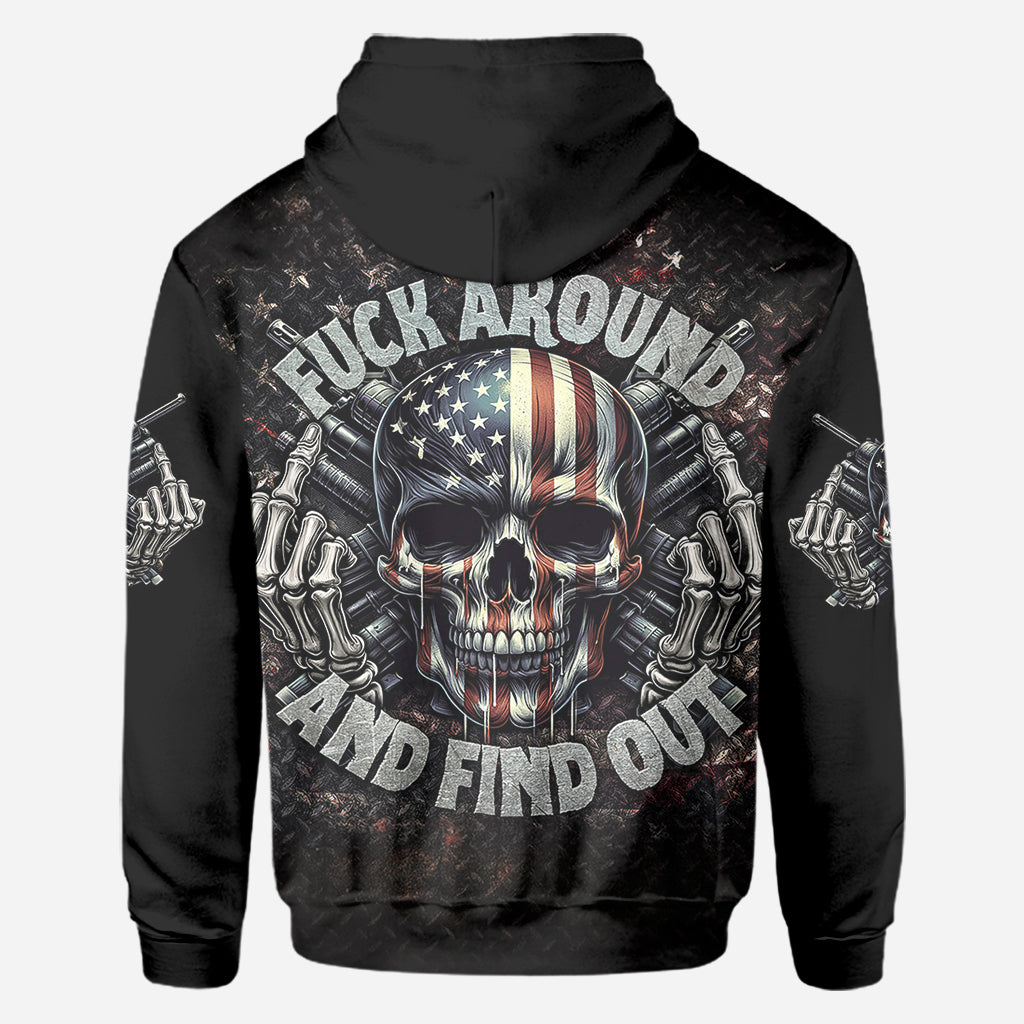 Amerikanische Flagge mit Skelett – Personalisiertes Totenkopf-Shirt