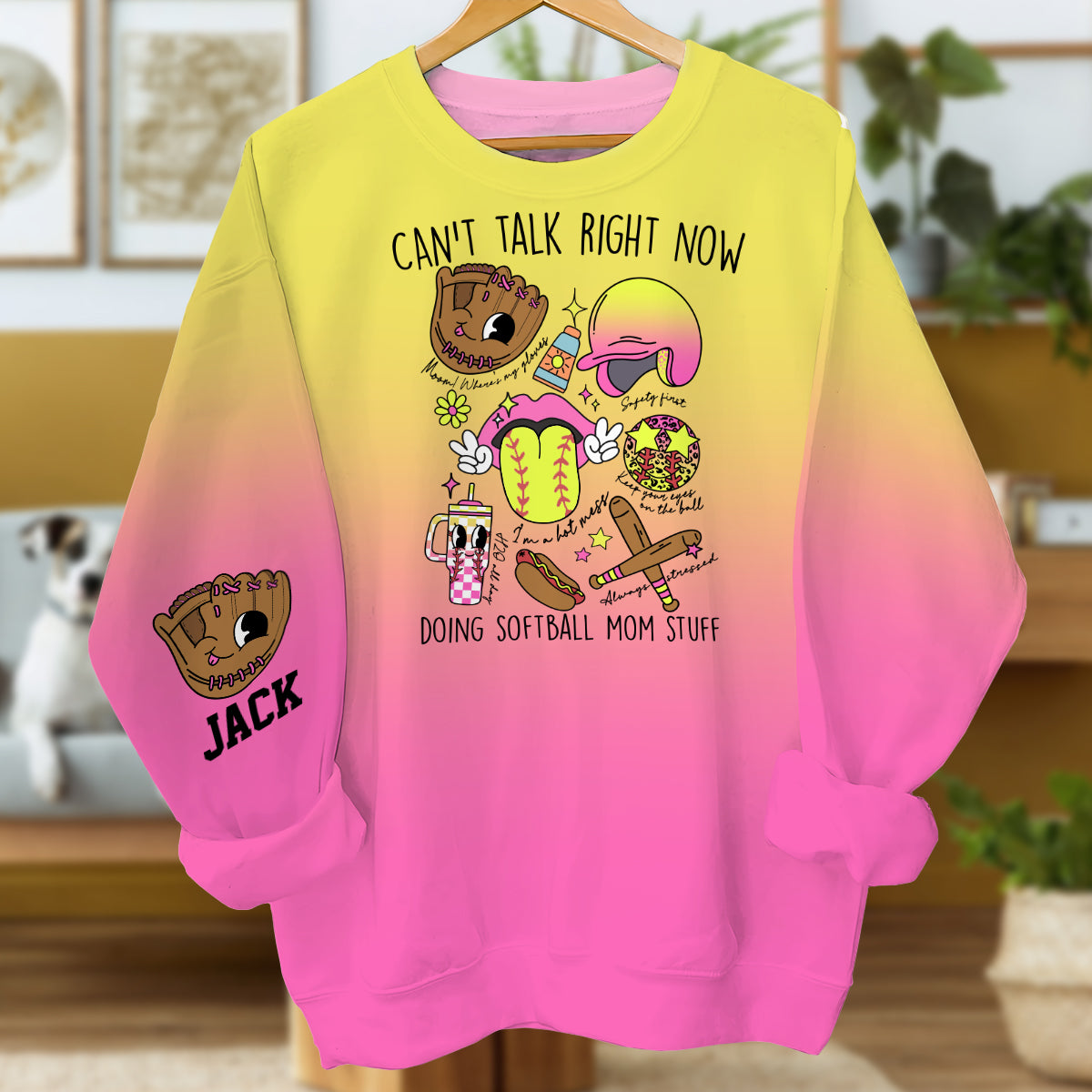 Softball-Mama-Artikel – Personalisiertes Softball-Shirt mit Allover-Print