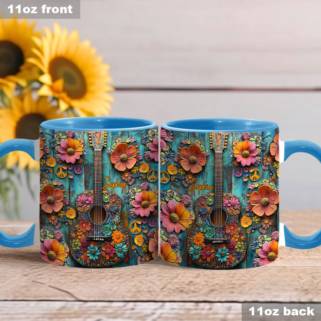 Vintage-Hippie-Gitarre – Personalisierter Hippie-Akzentbecher