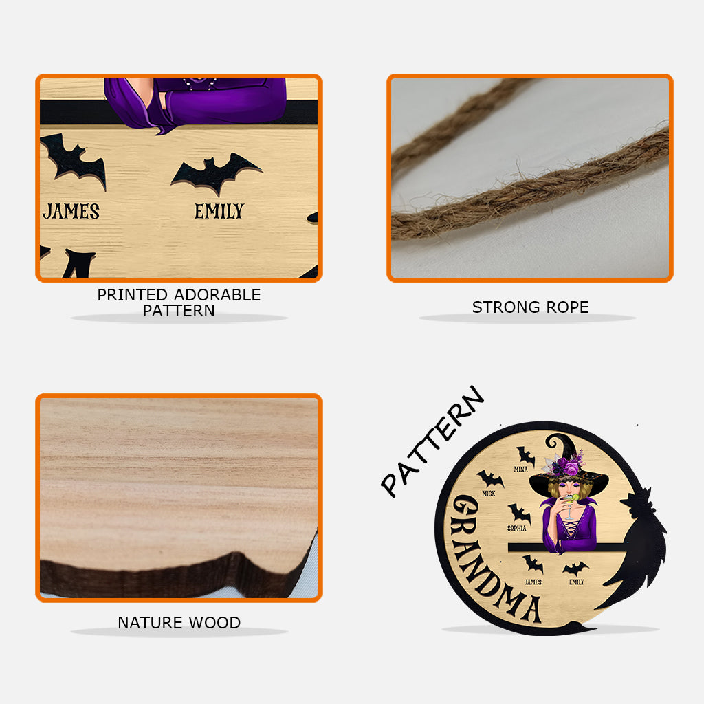 Fröhliches Halloween – Personalisiertes Oma-Holzschild in individueller Form