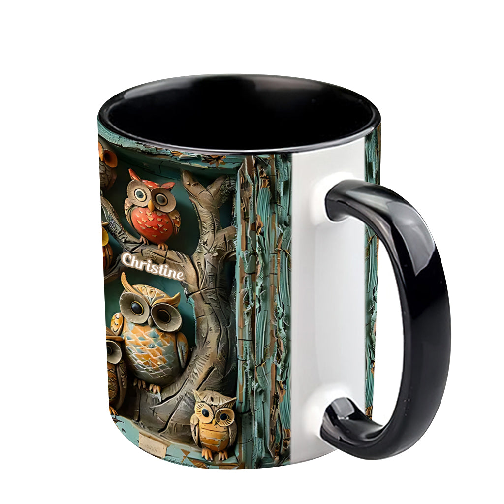 Einfach ein Mädchen, das Eulen liebt – personalisierte Tasse mit Eulenmotiv