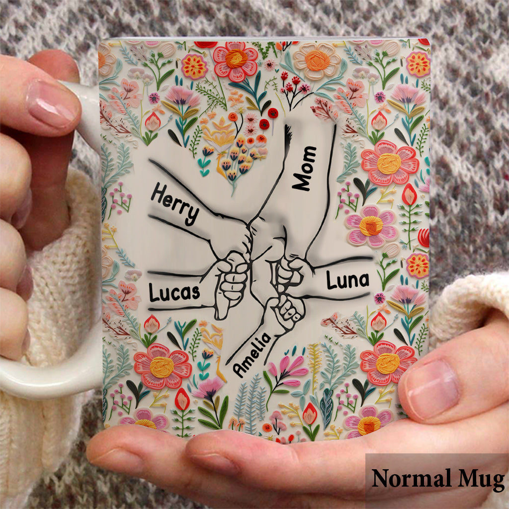Hand in Hand Floral Style - Personalisierte Muttertasse