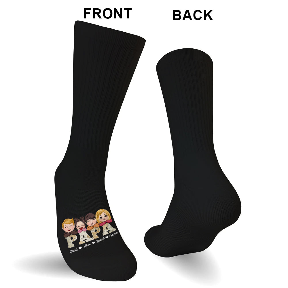 Vintage-Landkarte von Papa mit Kindern – personalisierte Opa-Socken