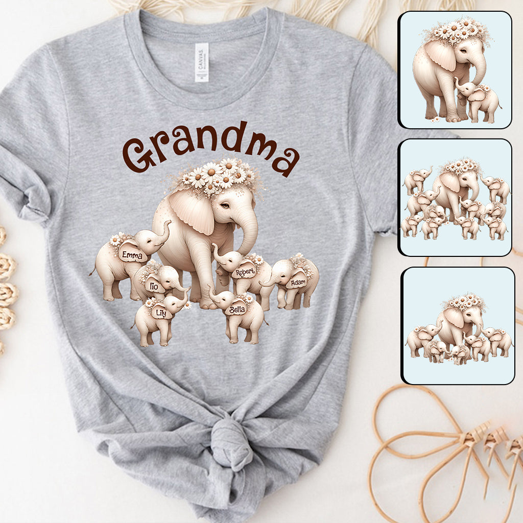 Niedlicher Elefant – Personalisiertes Oma-T-Shirt und Hoodie