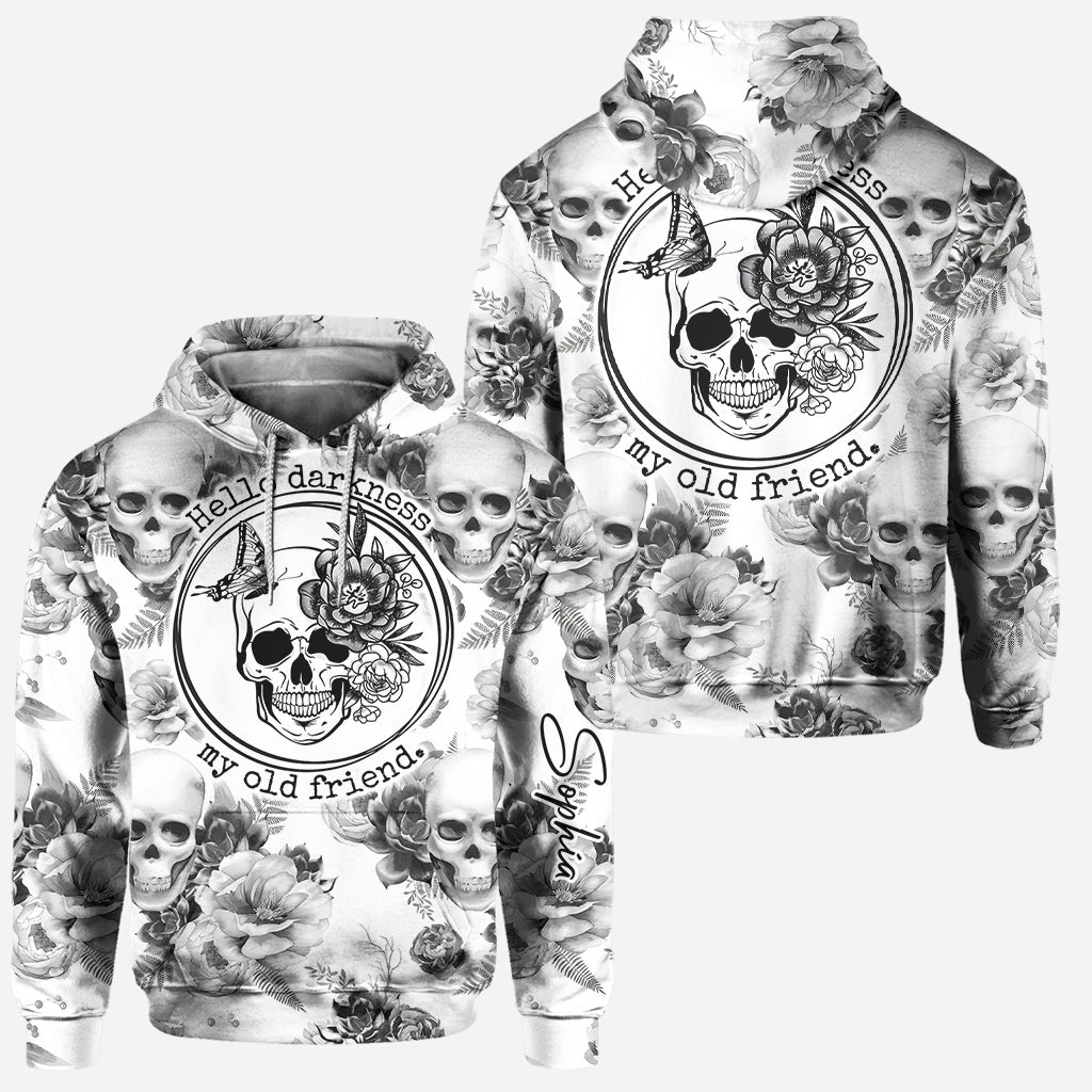 Pink Roses Skull - Personalized Skull Hoodie and Leggings