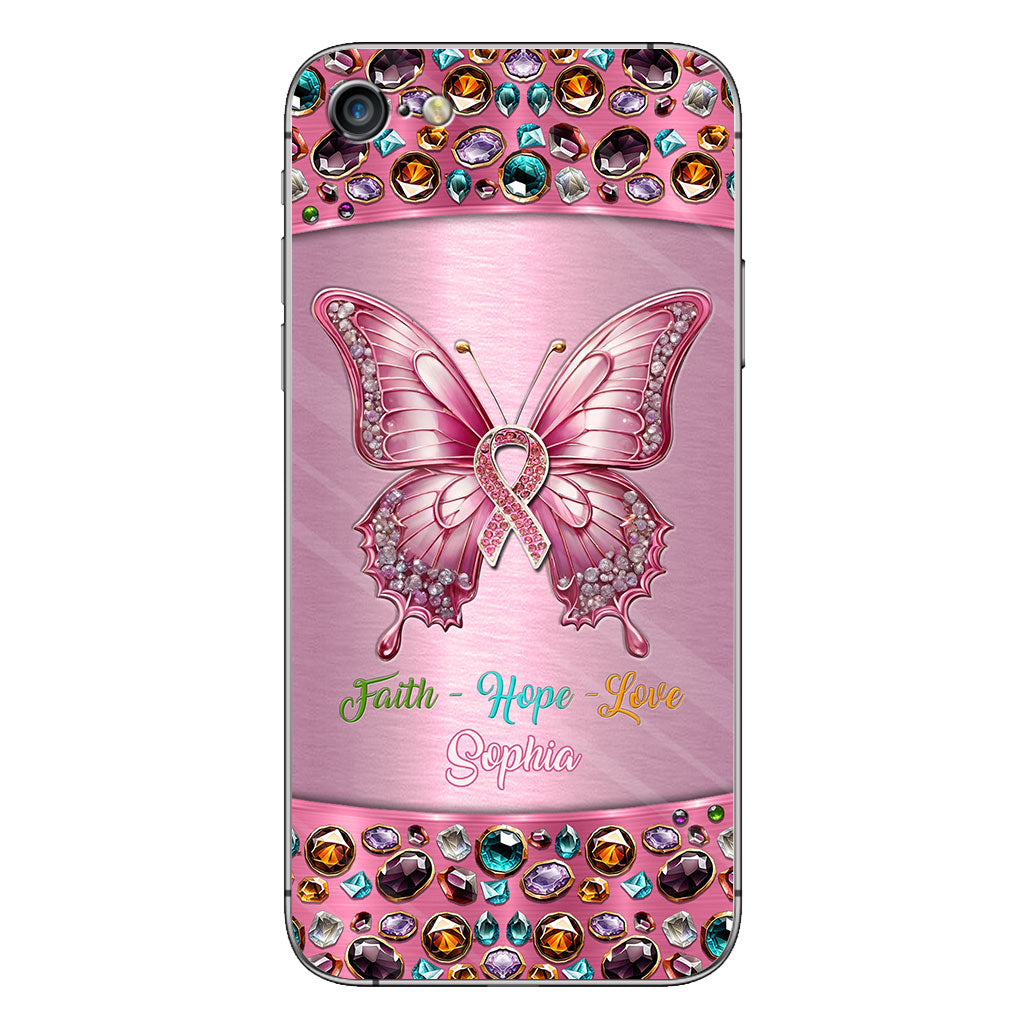 Hope For A Cure - Personalized Breast Cancer Awareness Clear Phone Case