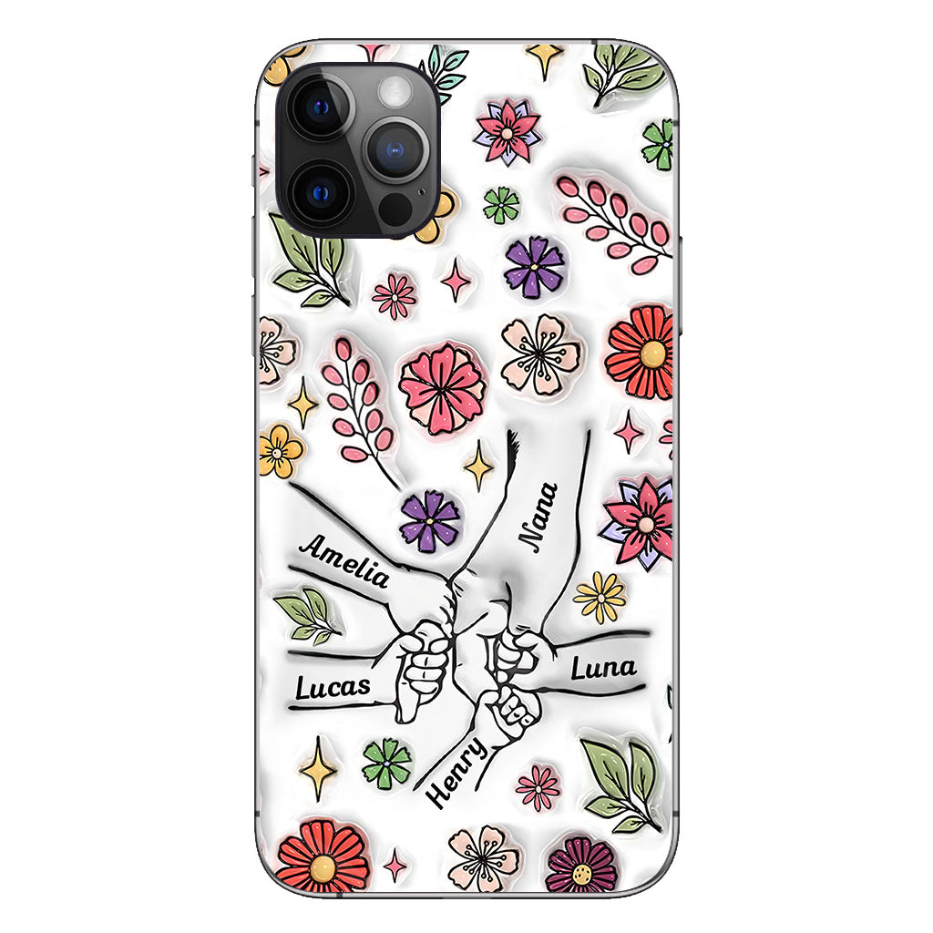 Spring Flower Holding Hands Nana Mom - Personalized Grandma Phone Case
