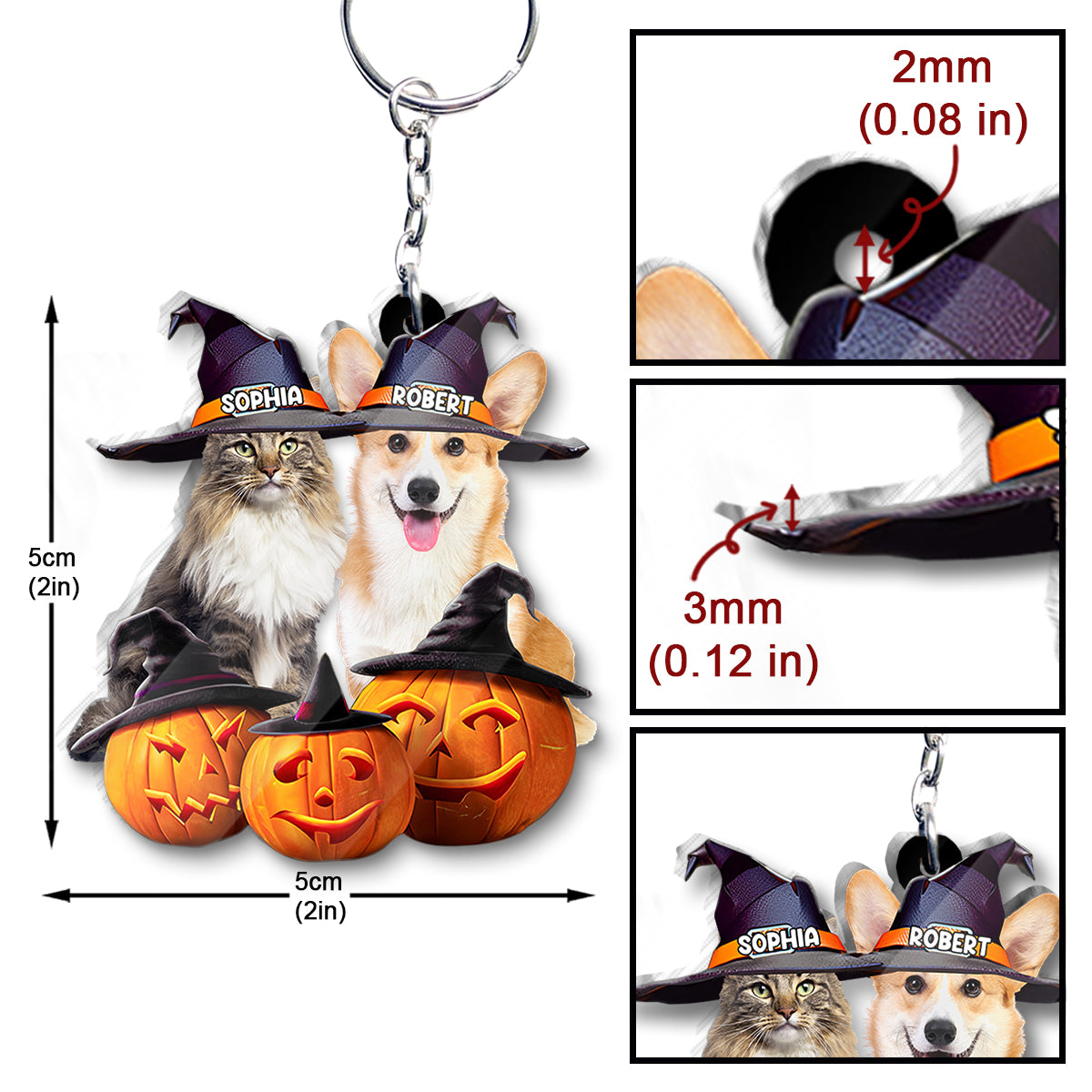 Cute Halloween Pets - Personalized Dog Custom Shaped Keychain