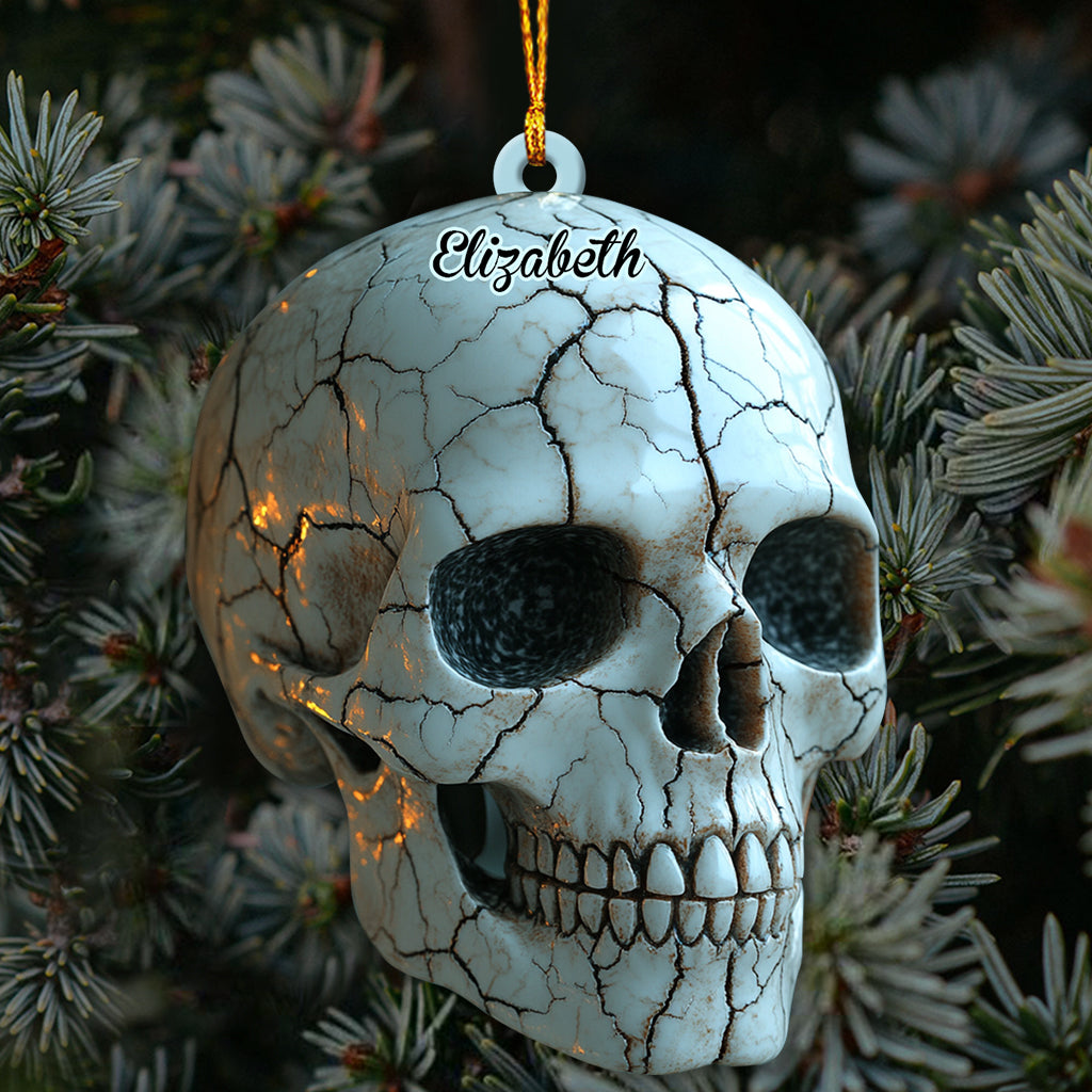 Stunning White Skull - Personalized Skull Ornament