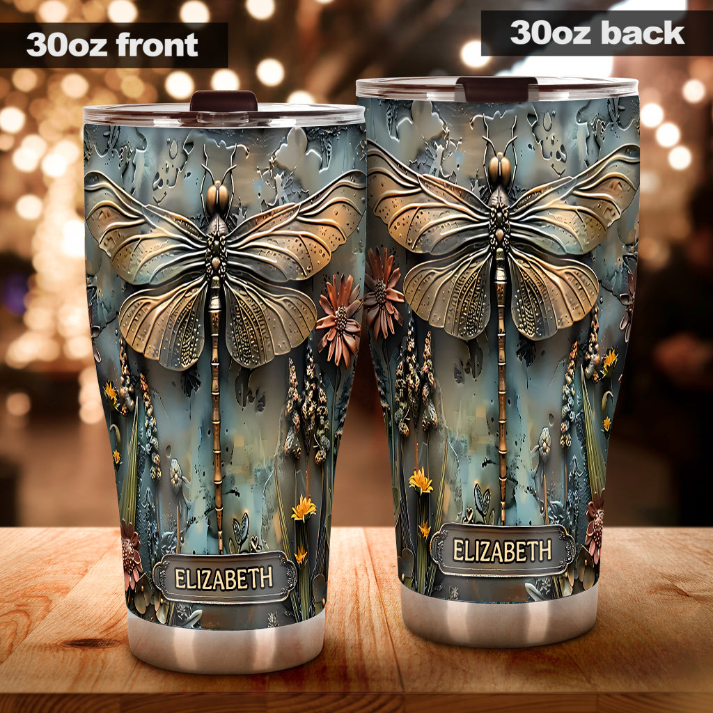 Stunning Dragonfly - Personalized Dragonfly Tumbler