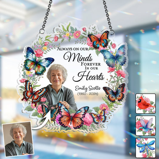 Your Wings Were Ready But Our Hearts Were Not - Personalized Memorial Window Hanging Suncatcher Ornament