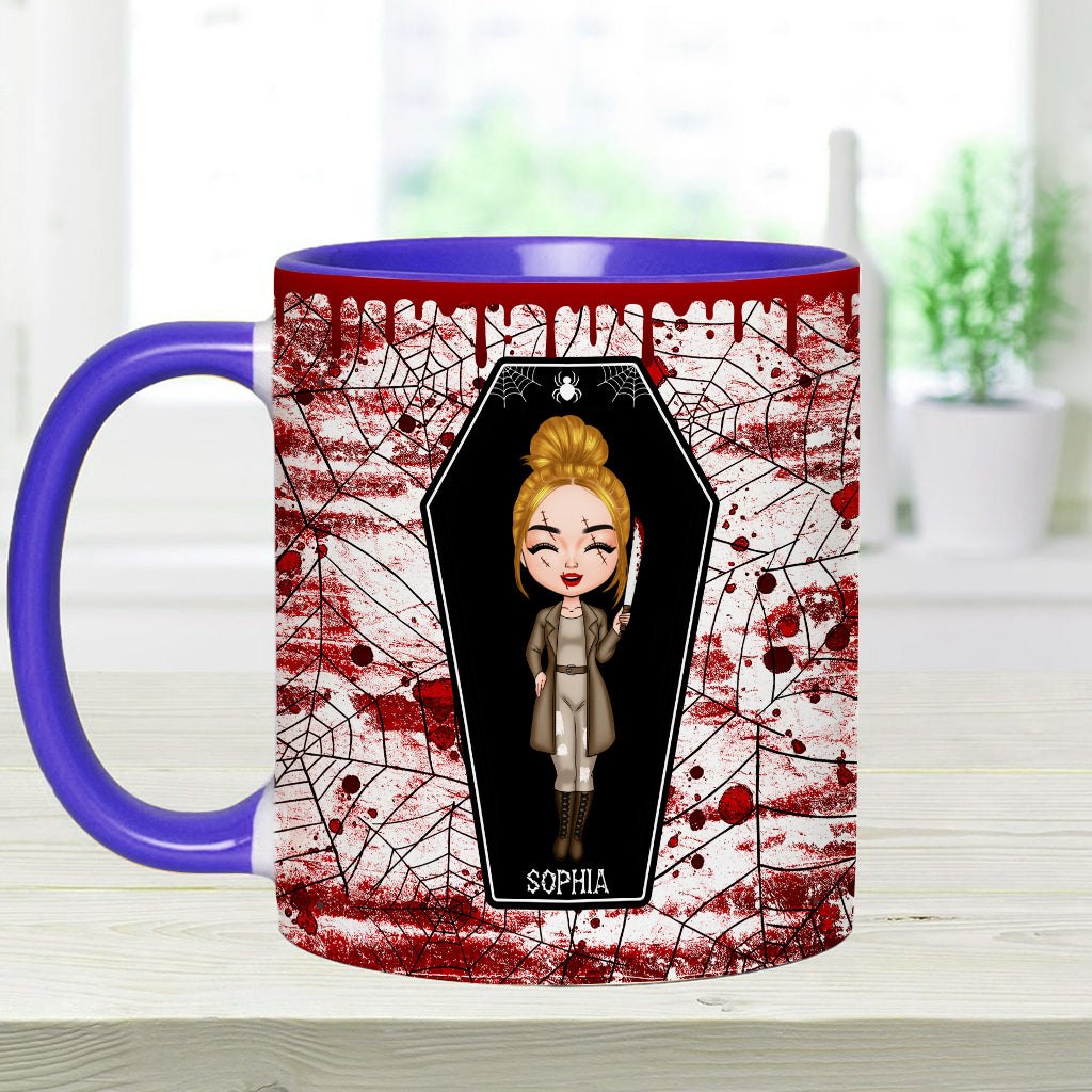 Sommerliche Sommerzeit naht, jetzt ist die Zeit der gruseligen Zicken! - Personalisierte Tasse mit Akzent