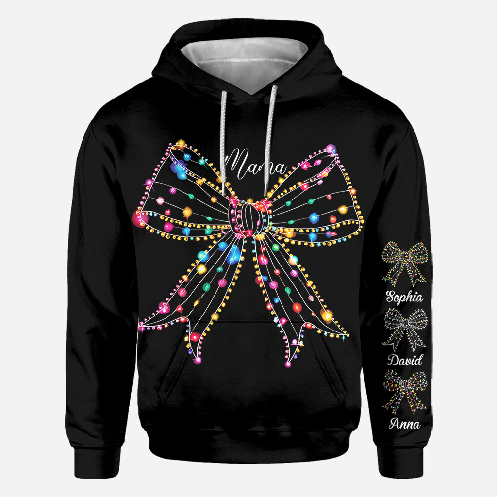 Weihnachtslichter-Schleife - Personalisiertes Mutter-Shirt