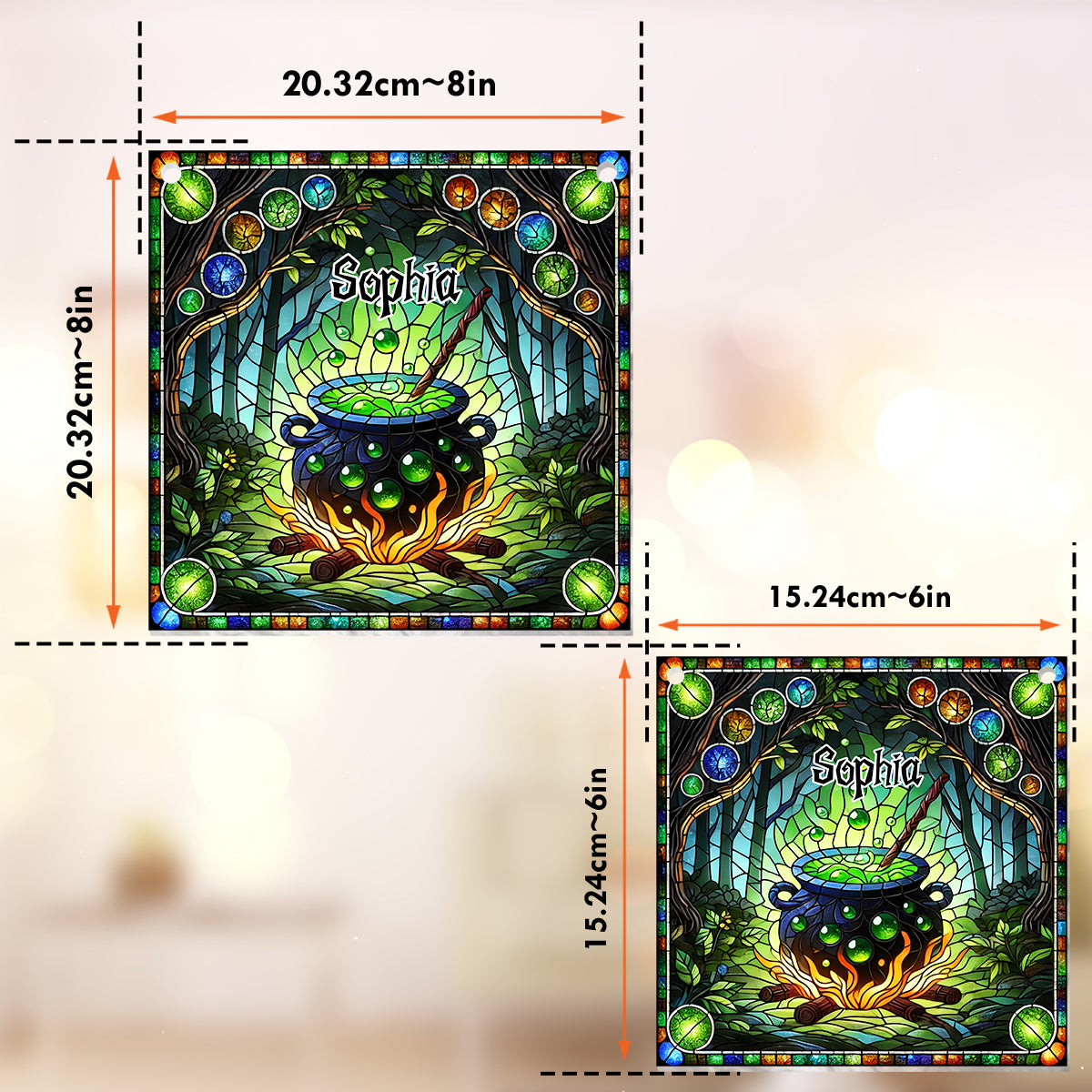 Witch's Cauldron - Personalized Witch Window Hanging Suncatcher Ornament