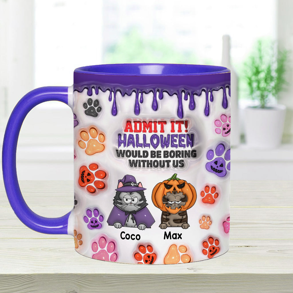 Halloween wäre ohne mich langweilig – personalisierte Tasse mit Katzenmotiv