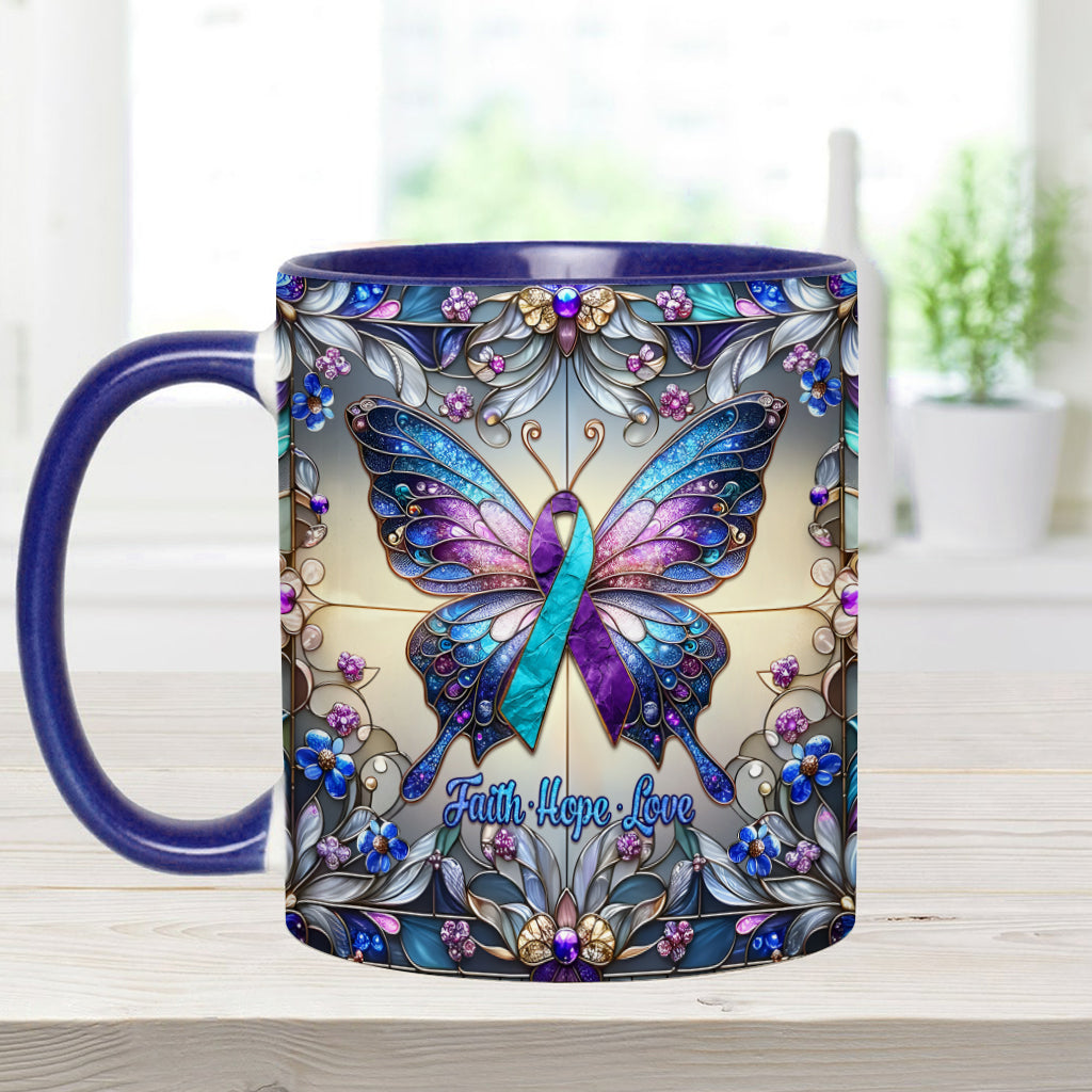 Glaube, Hoffnung, Liebe – Personalisierte Tasse mit Akzent zur Suizidprävention