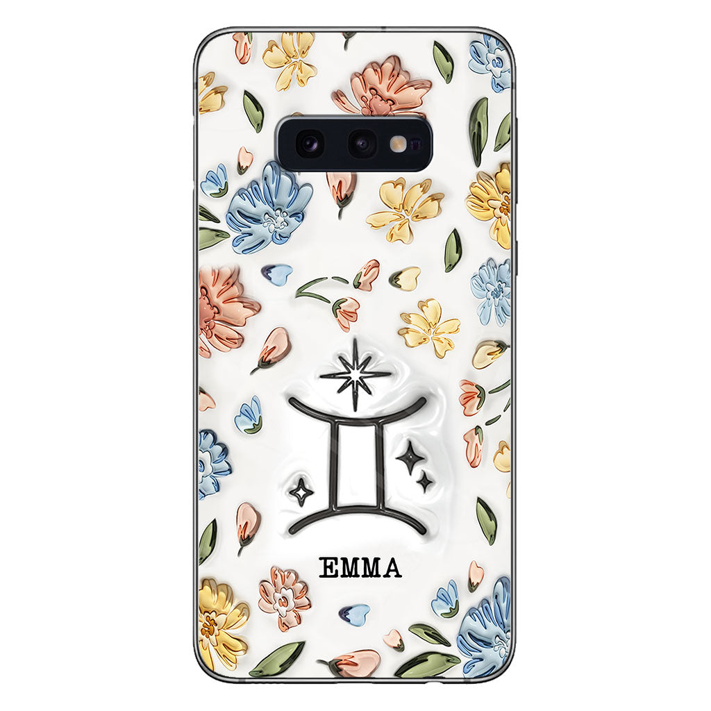 Blumenmuster Sternzeichen - Personalisierte Horoskop-Handyhülle