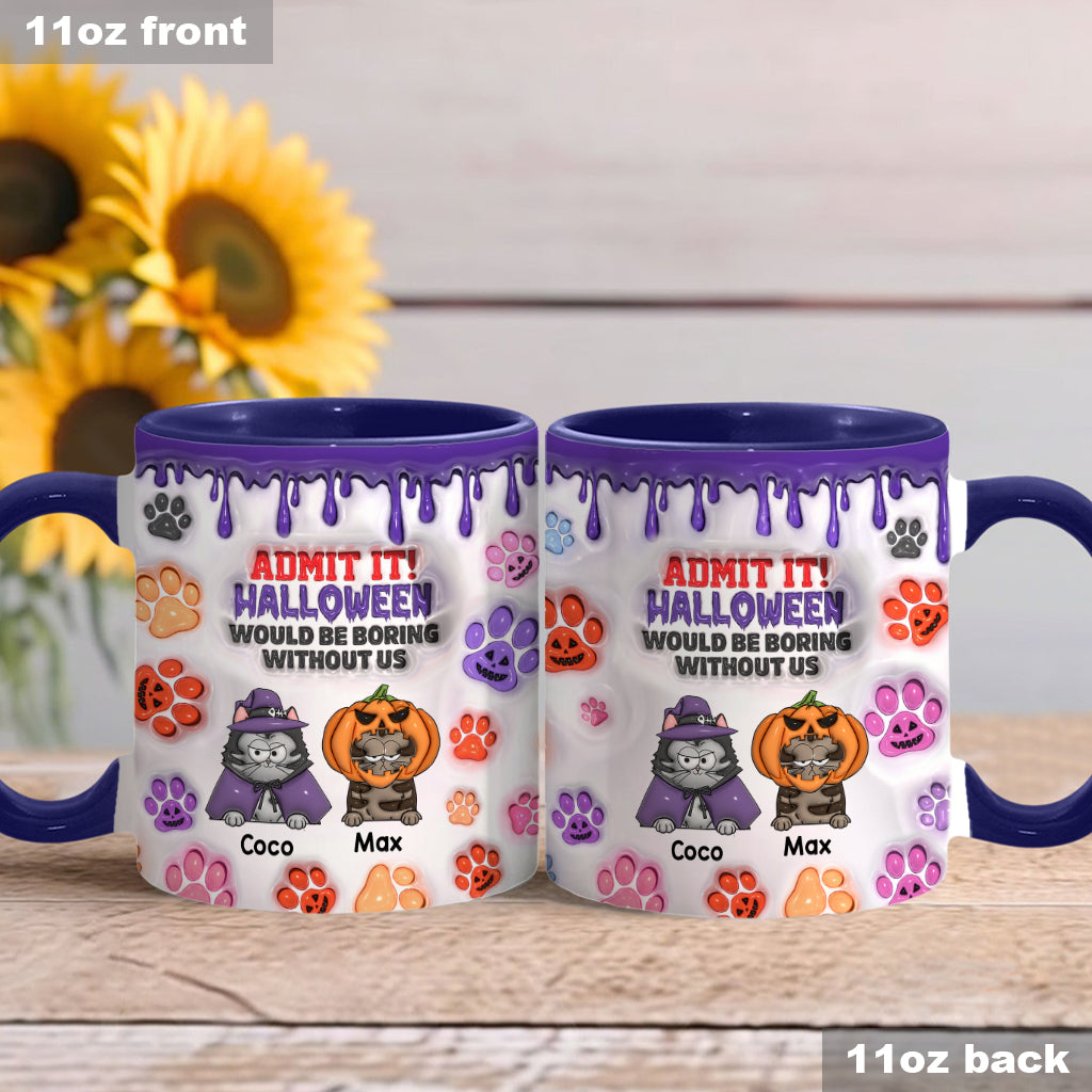 Halloween wäre ohne mich langweilig – personalisierte Tasse mit Katzenmotiv