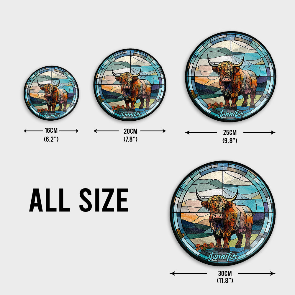 Liebe zum Hochlandrind – Personalisierter Buntglas-Sonnenfänger