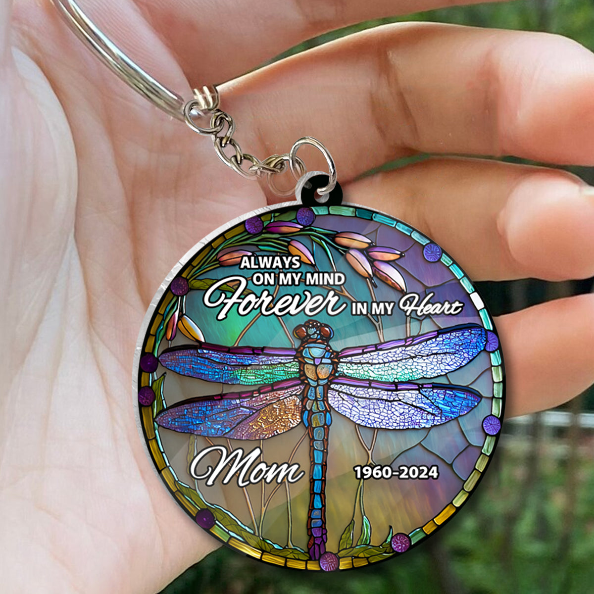 Always On My Mind Forever In My Heart - Personalized Memorial Transparent Keychain