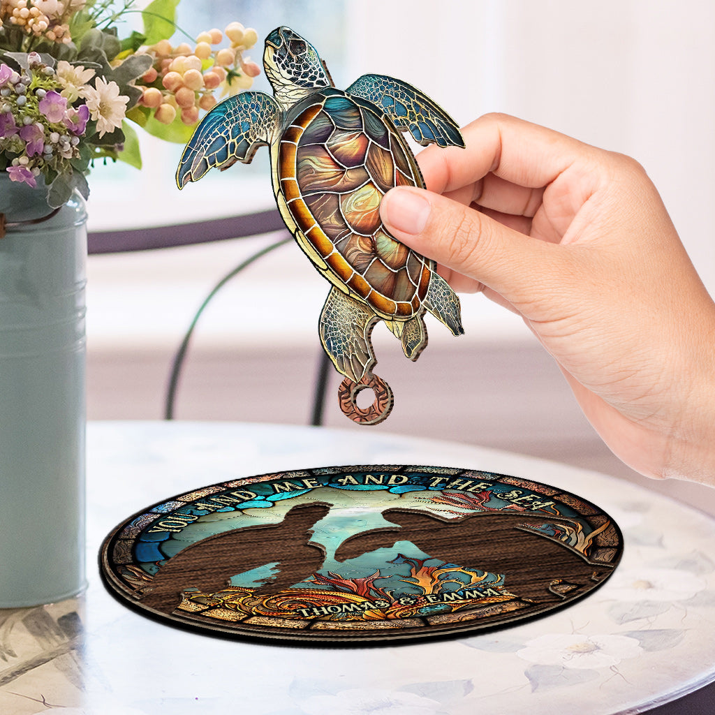 Du und ich und das Meer – Personalisierter Schildkröten-Schlüsselanhänger
