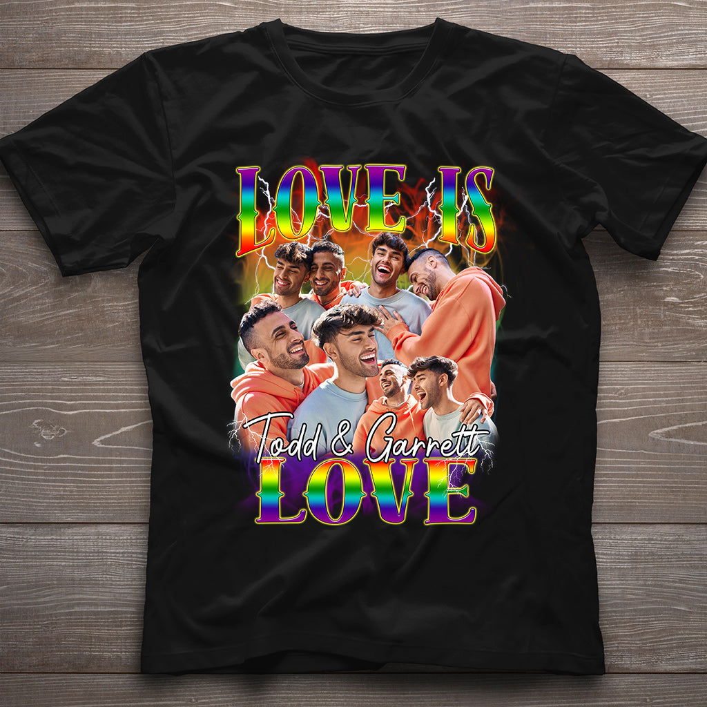 Love Is Love Bootleg Rainbow – Personalisiertes LGBT-Unterstützungs-T-Shirt und Hoodie