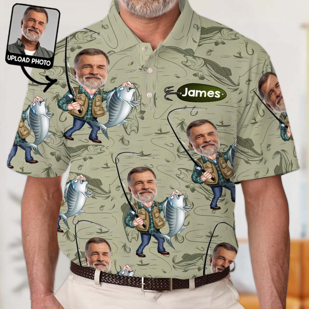 Geschenk für Angler-Papa, Ehemann, Onkel... - Personalisiertes Angel-Poloshirt