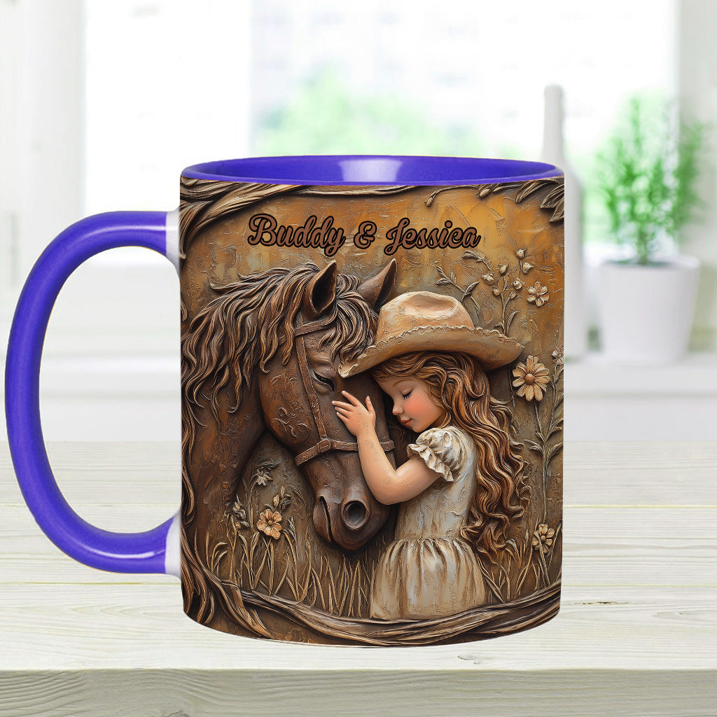 Einfach ein Mädchen, das Pferde liebt – personalisierte Tasse mit Pferdemotiv