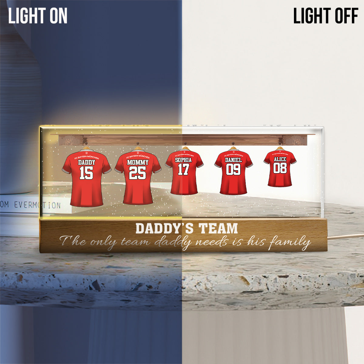 Papas Team – Personalisierte LED-Nachtleuchte mit Fußballmotiv