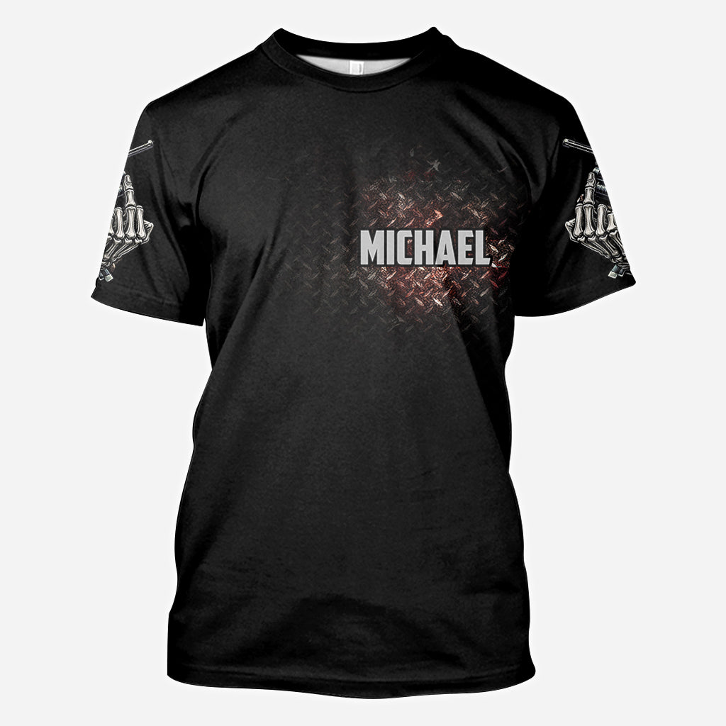 Amerikanische Flagge mit Skelett – Personalisiertes Totenkopf-Shirt